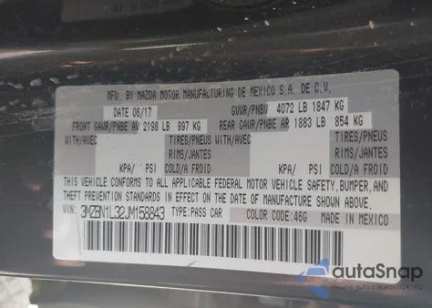 2018 Mazda Mazda3 Touring z USA, uszkodzony, nr VIN 3MZBN1L32JM158843